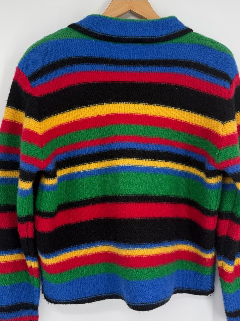 Vintage Talbots Womens Small Wool Striped Cardigan Sweater Rainbow button - Picture 9 of 10